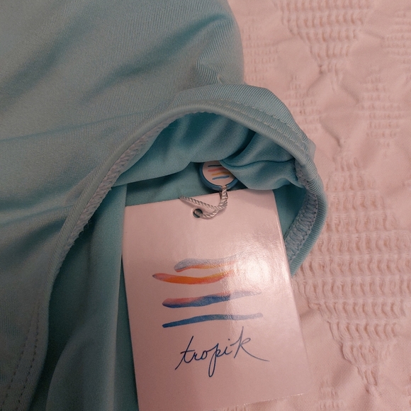 Tropik Mint Green One Shoulder Ruffle Swimsuit NWT - Picture 8 of 10